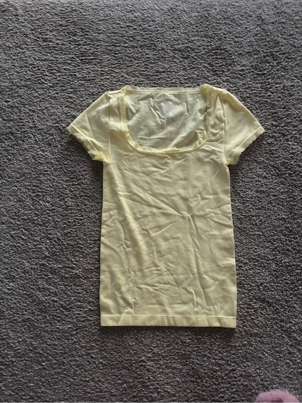 Target Pale Yellow Lace-Trim Scoop Neck Crop Top